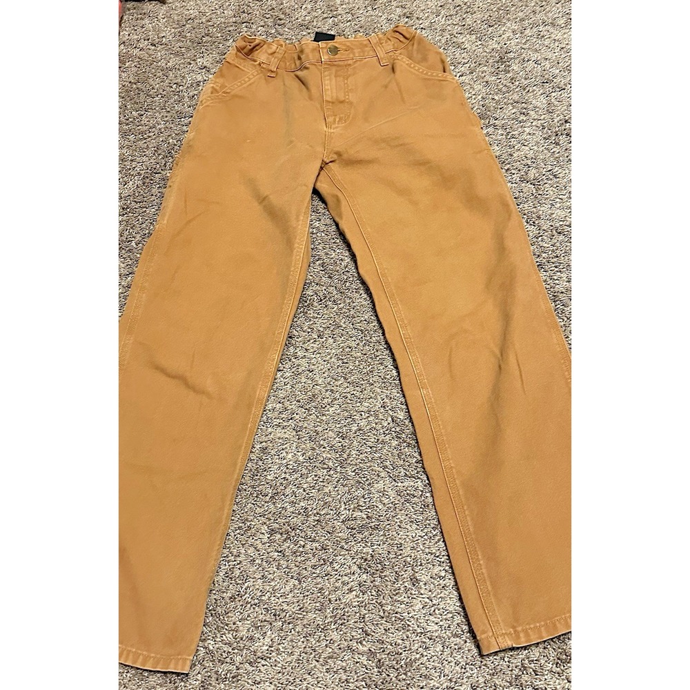 Carhartt Boys Pants Size 14 Brown Canvas Loose Fit Cotton Workwear